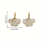 Elegant Four Petals Flower Enamel Drop Earrings