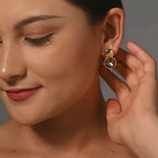 Vintage Gold-Tone Geometric Square Earrings