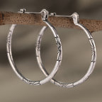 Vintage Artisan Floral Hoop Earrings