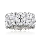 Stylish Wide Zirconia Floral Cluster Diamond Ring