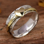 Bohemian Two Tone Heart Spinner Band Ring