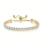 Elegant Gold Plated Zirconia Diamond Adjustable Tennis Bracelet