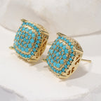 Synthetic Turquoise Square Stud Earrings