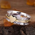 Bohemian Two Tone Heart Spinner Band Ring