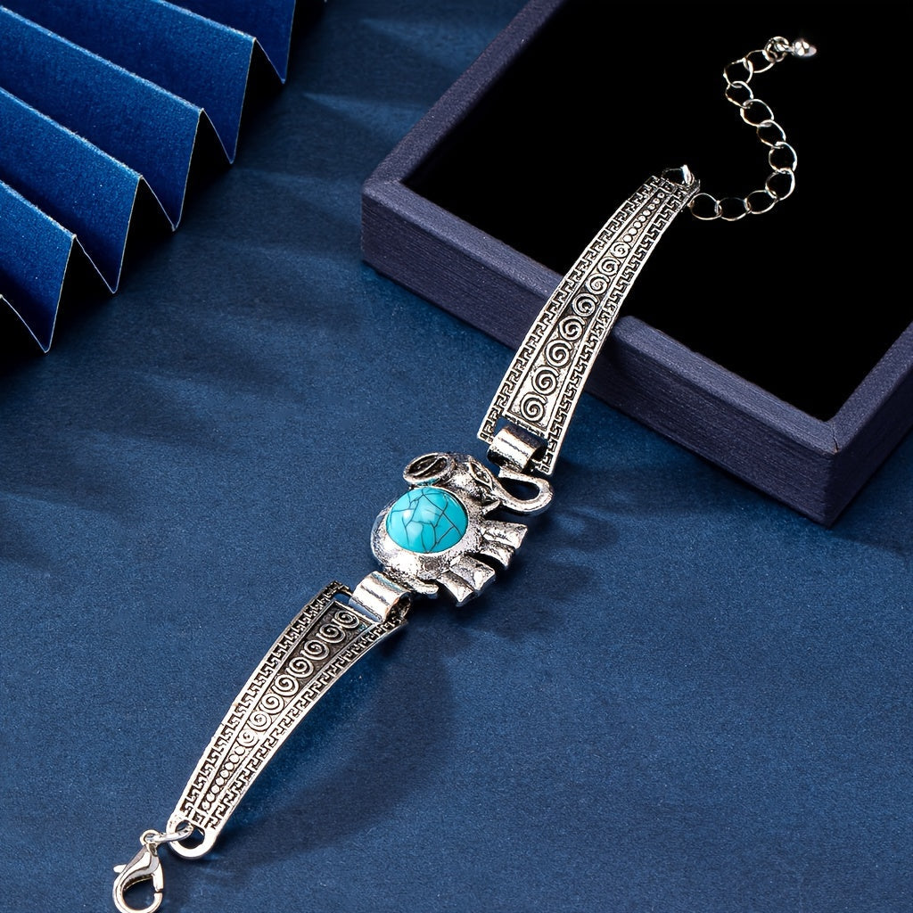 Silbernes Vintage-Armband mit Türkis-Akzent