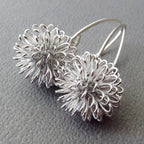 Handcrafted Silver Wire Flower Drop Earrings
