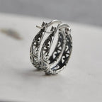 Vintage Irish Celtic Rune Hoop Earrings