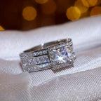 Elegant Square Zirconia with Radiant Cubic Ring