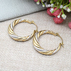 Vintage Middle Eastern Style Two Tone Twist Circle Hoop Earrings