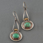 Turquoise Mixed Metal Artisan Drop Earrings