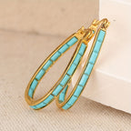 U-Shaped Square Synthetic Turquoise Earrings