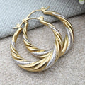 Vintage Middle Eastern Style Two Tone Twist Circle Hoop Earrings