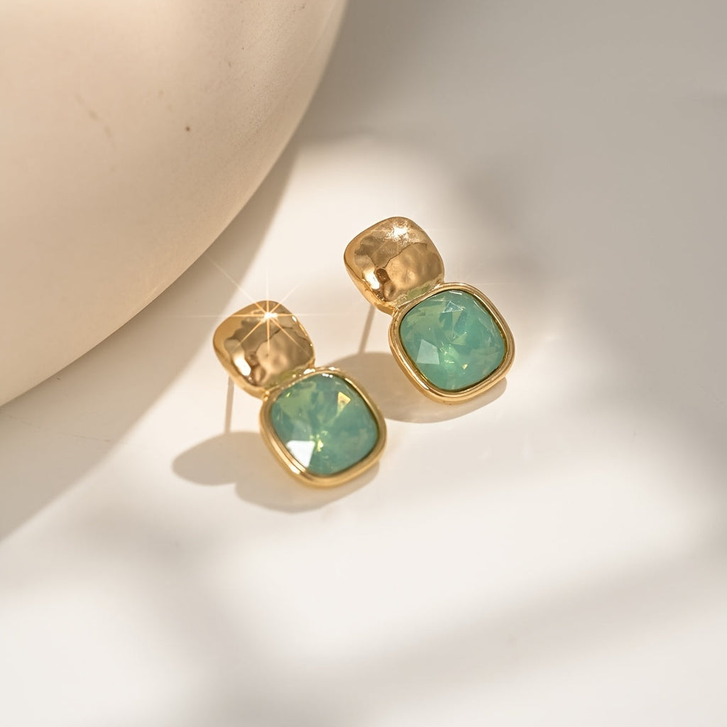 Vintage Gold-Tone Geometric Square Earrings