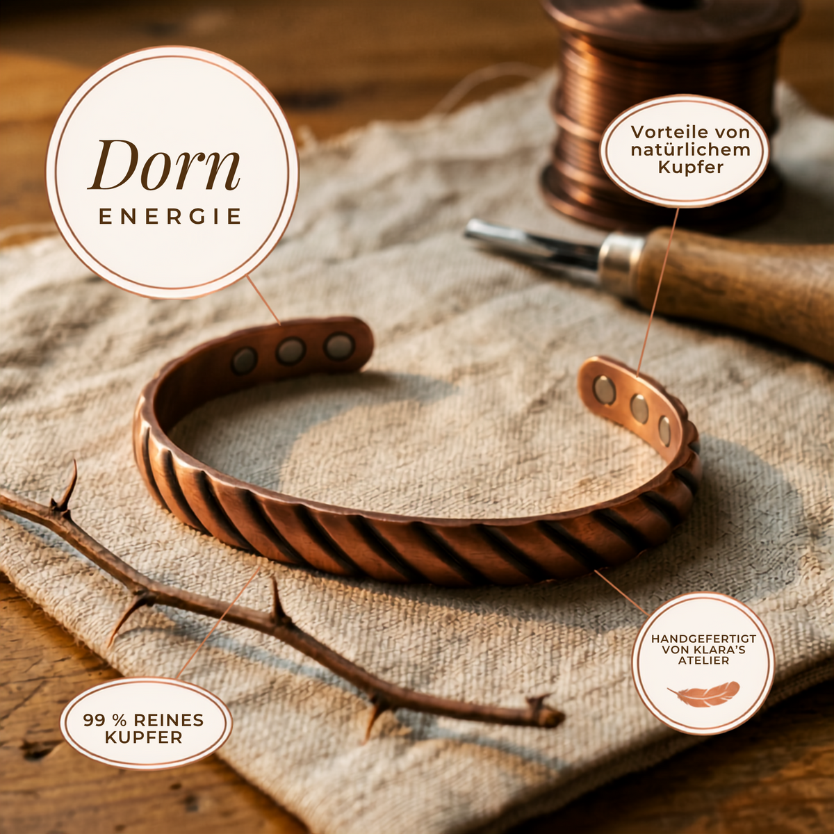 Klara’s Thorn Kupferarmband