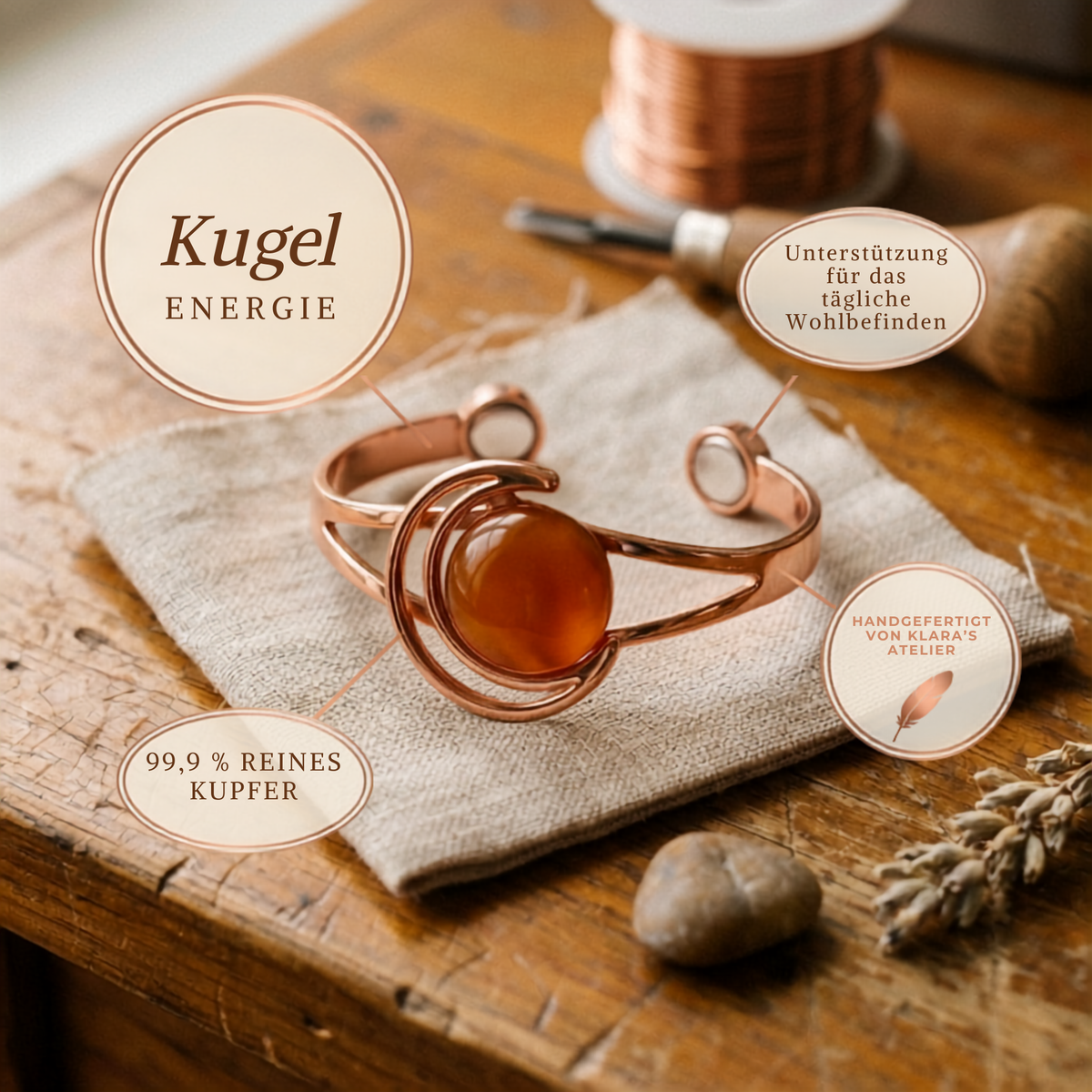 Klara’s Sphere Orange Kupferarmreif