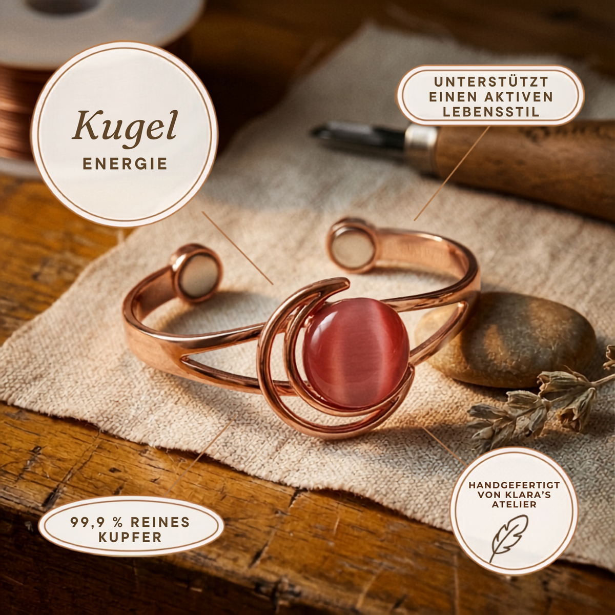 Klara’s Sphere Pink Kupferarmreif