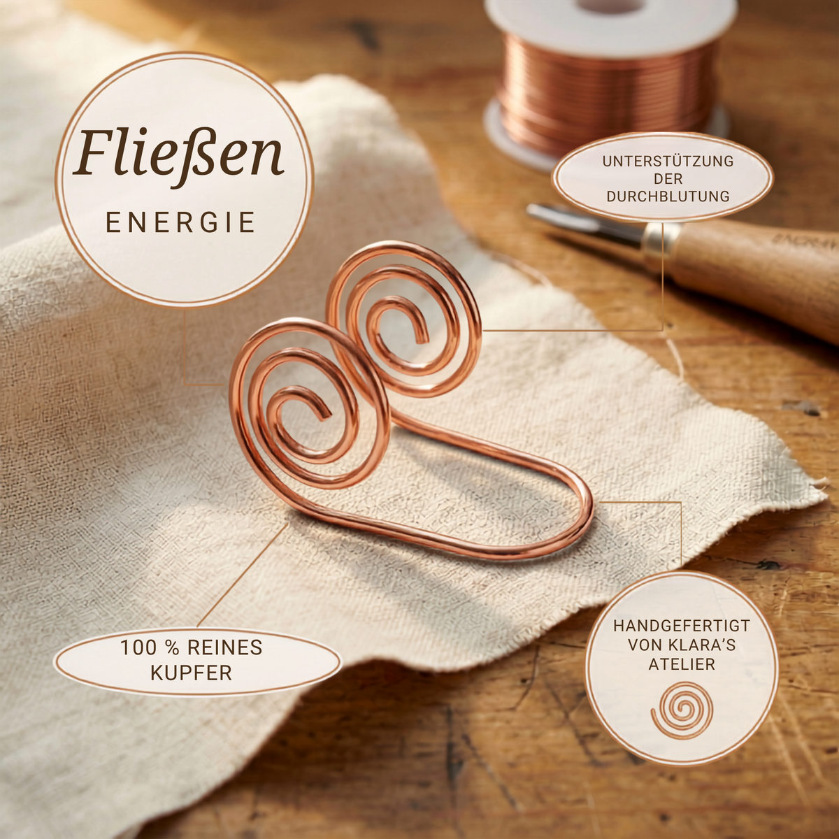 Klara’s Flow Kupfer-Handspirale