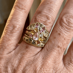 Cocktail Colorful Stones Forged Gold Ring
