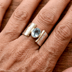 Elegant Retro Blue Cubic Zirconia Silver Plated Ring