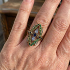 Bohemian Art Nouveau Dragon Fly Zirconia Gold Plated Ring