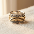 Vintage Inspired Silver & Gold Spinner Statement Ring