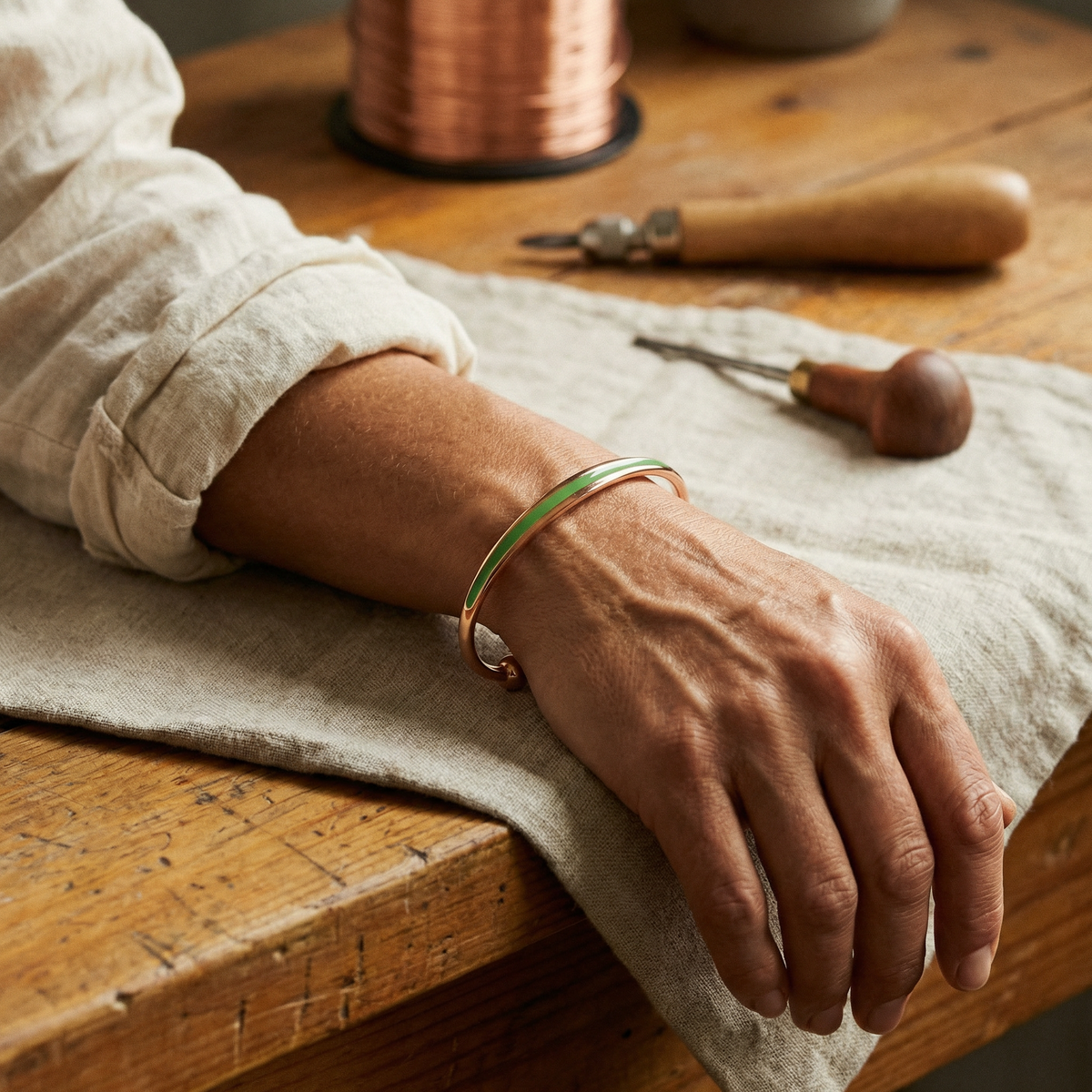 Klara’s Jade Kupferarmband