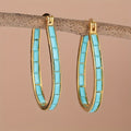 U-Shaped Square Synthetic Turquoise Earrings