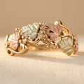 Eleganter Vintage-Boho-Ring aus Kupfer mit rosa und grünen Steinen