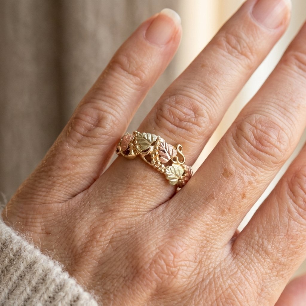 Eleganter Vintage-Boho-Ring aus Kupfer mit rosa und grünen Steinen