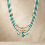 Bohemian Turquoise Seed Bead Pearl Choker Necklace Set
