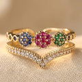 Eleganter Vintage-Ring mit bunten Zirkonia-Steinen