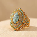 Bohemian Vintage With Synthetic Gems Turquoise Luxury Ring