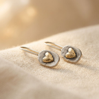 Vintage Silver Golden Heart Earrings