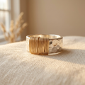 Hammered Silver & Gold Wire Artisan Statement Ring