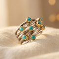 Vintage Geometric Turquoise Multi-Band Ring