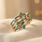 Vintage Geometric Turquoise Multi-Band Ring