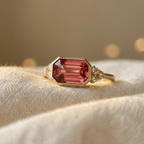 Vintage Geometric Red Zirconia Gold Plated Ring