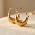Vintage Sculpted Gold Hoop Earrings