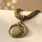 Vintage Green Crystal Ethnic Pendant Necklace
