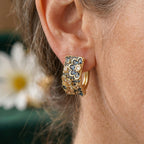 Vintage Blue Zirconia Hoop Earrings