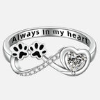Heart-shaped cubic zirconia ring with infinity design