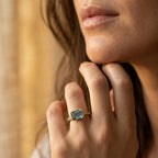 Vintage Green Beryl Gold-Tone Finish Stainless Steel ring