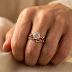 Vintage White Gold Filigree Oval Ring Set
