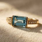 Vintage Green Beryl Gold-Tone Finish Stainless Steel ring