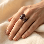 Ethnic Hand Carved Purple Zirconia Heart Ring