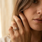Vintage White Gold Filigree Oval Ring Set